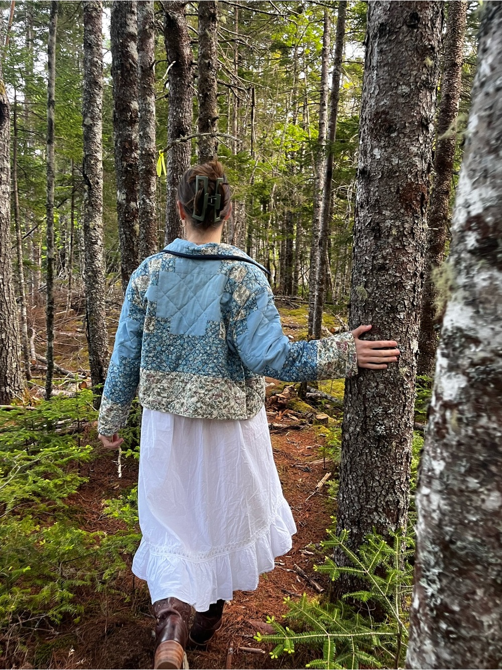 Quilt Coat - Handmade, Patchwork in Dusty Blue Floral - Picture 4 of 7